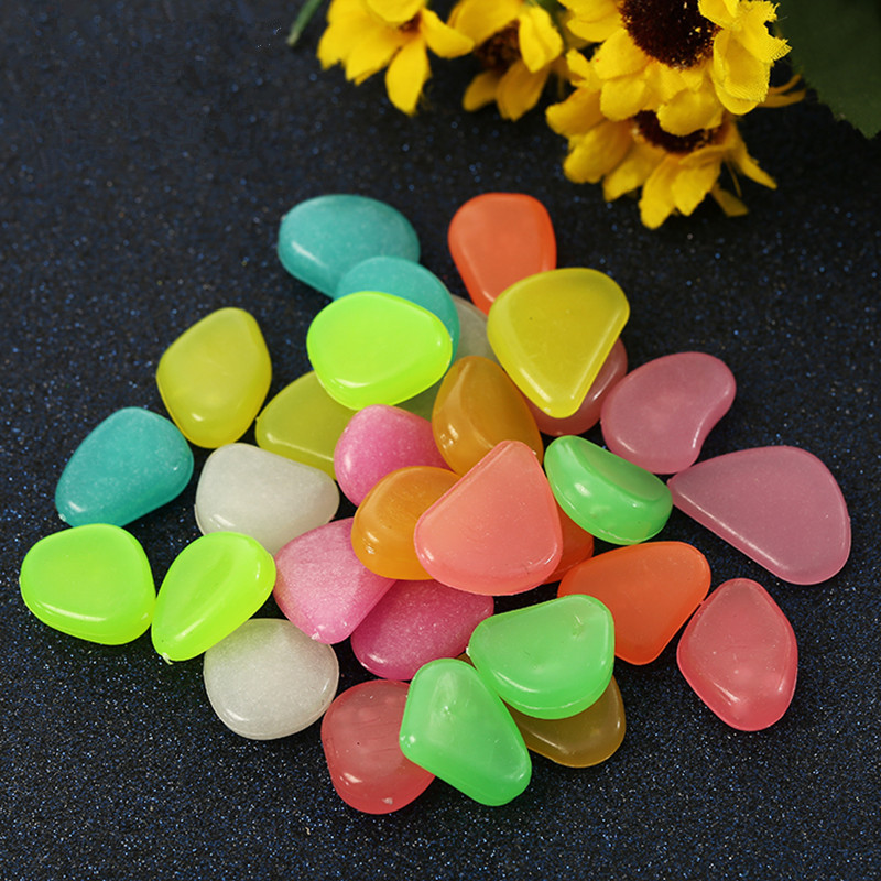 10PCS/Lot Artificial Pebbles Stones Glow The Dark Luminous Cobblestones Garden Fish Tank Aquarium Decoration Ornament Supply