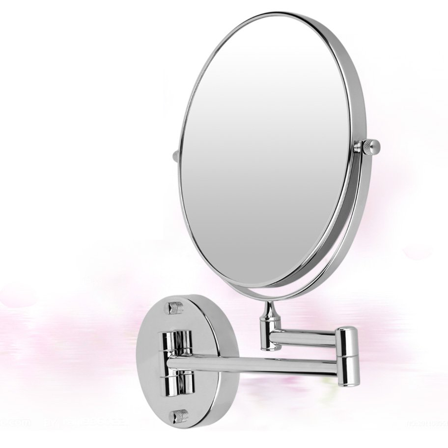 Chrome round 8 inch wall mirror vanity cosmetic mirror double-sided 7X magnifying Bath Mirrors 360 angle swivel design