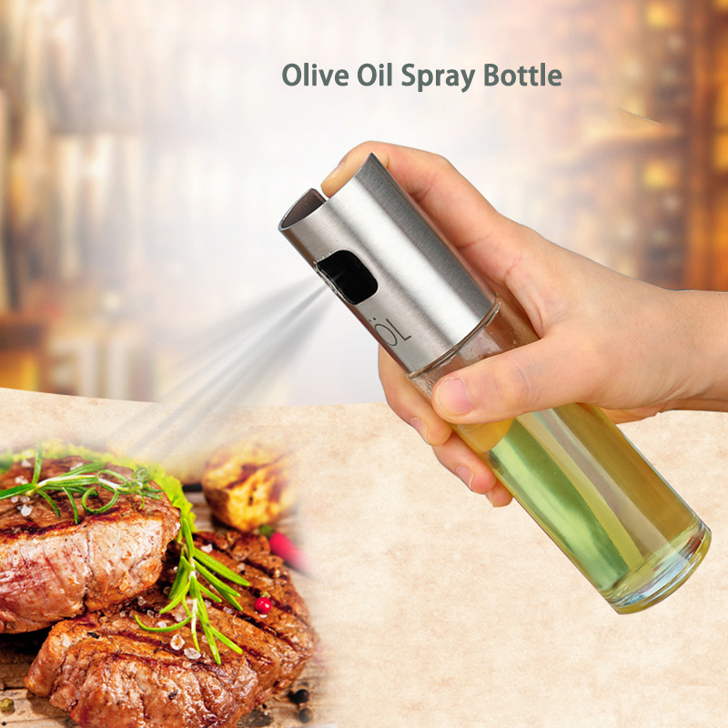 Glass Olive Oil Bottle Sprayer Oil Squeeze Bottle Dispenser Pump Bottle for Oil Vinegar Cooking Salad BBQ Baking Kitchen Tools