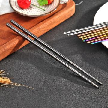 1 Pair Stainless Steel Chopsticks Portable Non-slip Food Sticks Tableware Silver Gold Multicolor Tableware Supplies