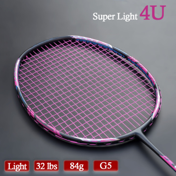 High Quality Offensive Type 4U 84g Carbon Fiber Badminton Racket Professional Ultralight Rackets Strings With Bags Racquet Sport