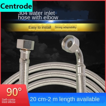 Unilateral articulated elbow 304 stainless steel braided hose water heater toilet angle valve faucet hot cold water inlet pipe