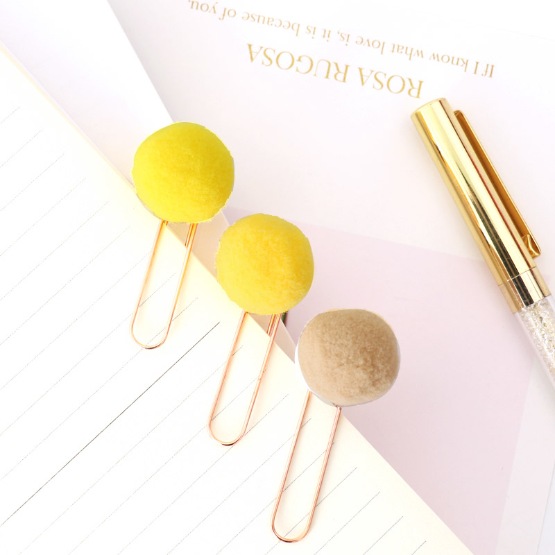 TUTU 30pcs/set cute Hairball rose gold cilp modelling Paper clip Fashion business office lady style Office stationery set H0270