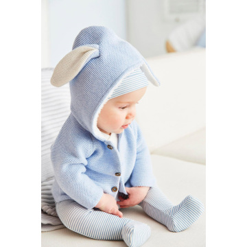 2019 Newborn Toddler Kids Baby Girl Clothes Baby Boy Knitted Hooded Sweater Bunny Ears Coat Outerwears 0-24 Months