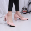 2019 Women Pumps Ankle Strap Thick Heel Women Shoes Square Toe Mid Heels Dress Work Pumps Comfortable Ladies Shoes 6cm