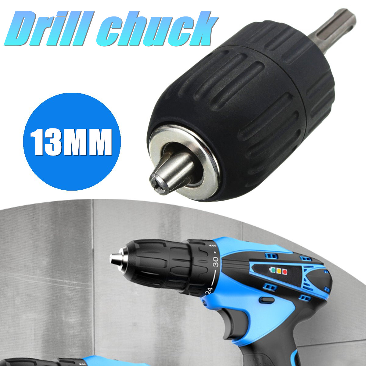 13MM Professional HSS Keyless Drill Chuck with SDS Adaptor Hardware Tool Part for Impact Drill