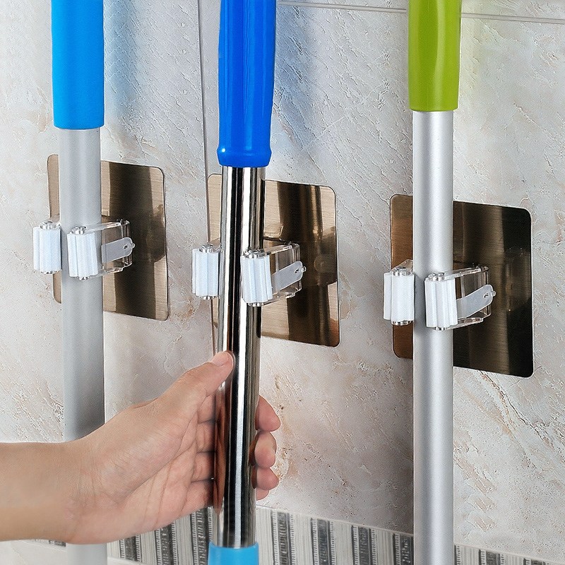 1-3pcs Wall Mounted Storage Mop Holder Brush Broom Hanger Storage Rack Kitchen Organizer with Mounted Accessory Hanging Tool