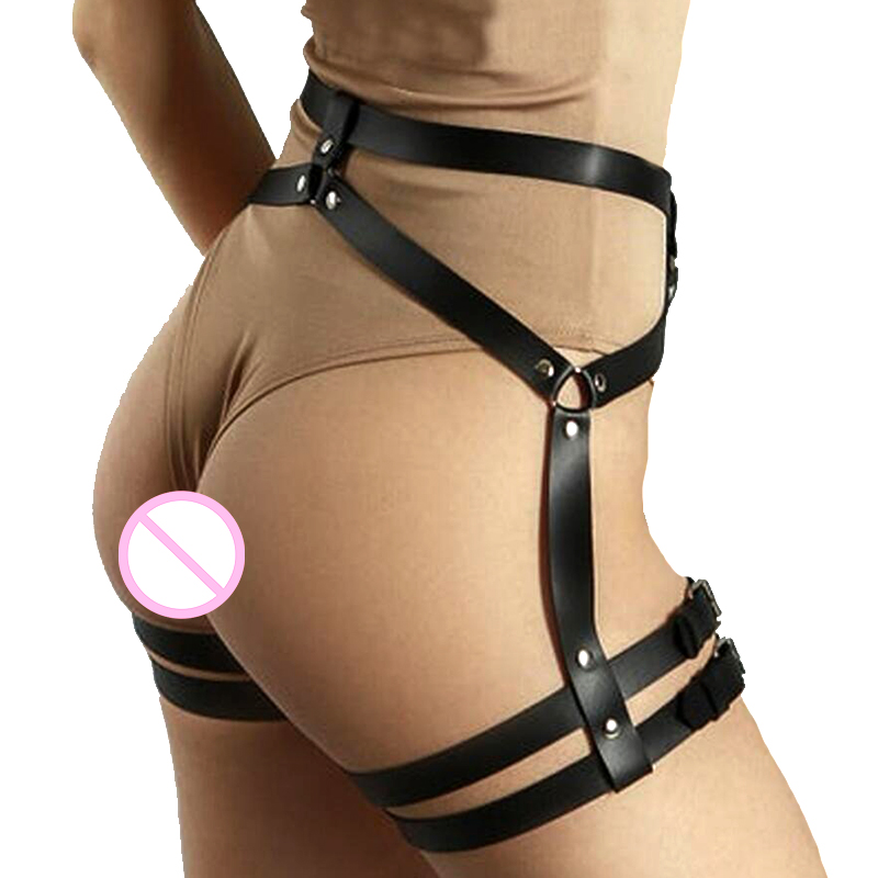 Gothic Leather Harness For Women Garter Belt Body Buttocks Bondage Leg Harness Bdam Suspender Belts Body Strap Accessories