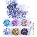 6pcs Mixed Nail Sequins Glitter Hexagon on Nails Gold Holo Mermaid Flakes Paillette 3D Spangles Tips for Gel Manicure CH1539-12