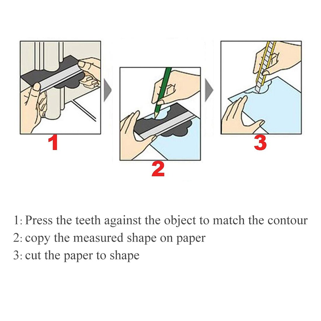 Multi-functio Profile Gauge Tiling Laminate Tiles Edge Shaping Wood Measure Ruler ABS Gauge Duplicator 5/10 inch