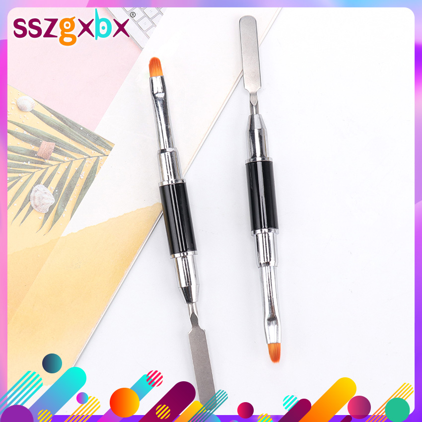 1PC Dual Ended Nail Art Acrylic UV Gel Extension Builder Flower Painting Pen Brush UV Gel Remover Spatula Stick Manicure Tool