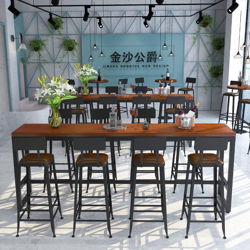 Solid Wood High Foot Bar Table And Chair Family Living Room Combination Wall Bar Partition Long Table Ktv Milk Tea Shop Table An