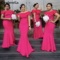 Cinderella African Boat Neck Off The Shoulder Satin Pleated Mermaid Bridesmaid Dresses Zipper Back Wedding Bridesmaid Dresses