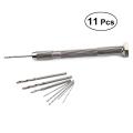 Mini Precision Pin Vise Hand Drill With Twist Drill Bits Set of 10 Pieces Woodworking Drilling Rotary Tools For Model Hobby Home