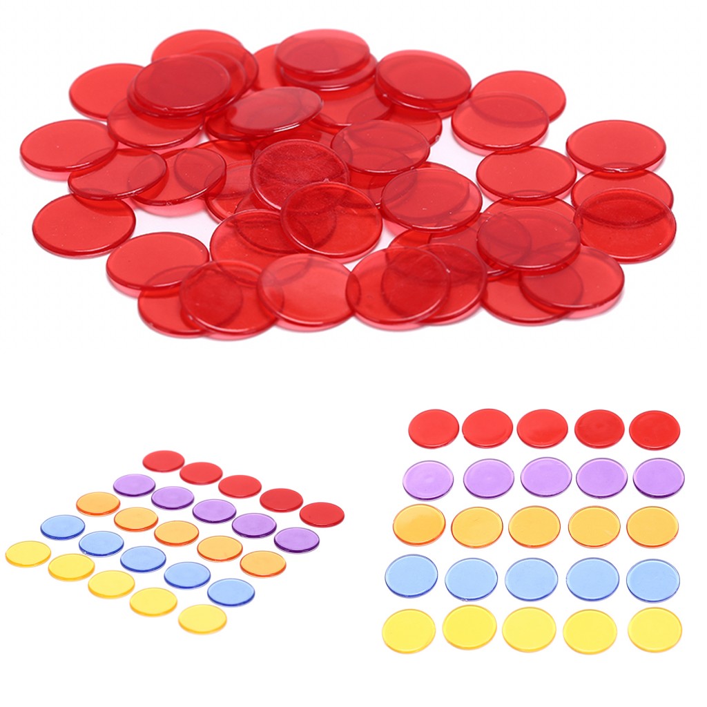 2019 New 1.5cm Plastic Poker Chips Casino Bingo Markers for Fun Family Club Carnival Bingo Game Supplies Acce 5Colors 50Pcs