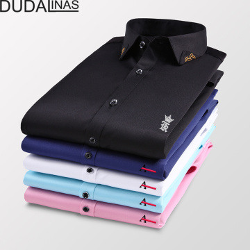 Dudalinas Male Men Shirts Male Long Sleeved Solid Color Sergio K Aramy Slim Fit Men's Social Business High Quality Casual Shirt