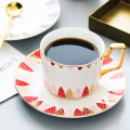 Simple couple coffee cup and dish set Creative Cup Golden border ceramic tea cup home Afternoon Tea
