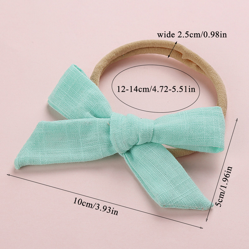 New Baby Toddler Cotton Linen Nylon Bow Headband Solid Color Seamless Kids Top Bows Elastic Hair Bands Headwrap Hair Accessories