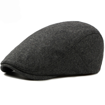 HT1319 New Autumn Winter Hats for Women Plain Solid Black Grey Flat Cap Fashion Wool Cabbie Gastby Ivy Hat Western Men Beret Cap