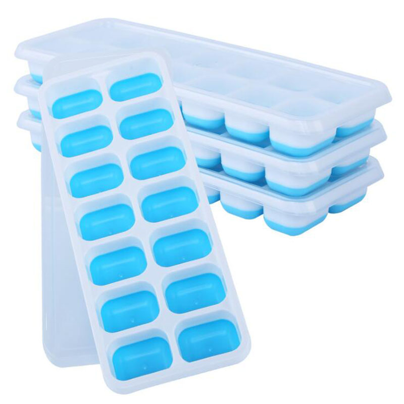 1pc 21 Grids/14 Grids Food Grade Silicone Ice Tray Home with Lid DIY Ice Cube Mold Square Shape Ice Cream Maker Kitchen Bar Tool