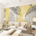 Creative bedroom background wallpaper Nordic personality wallpaper modern living room sofa wall painting leaf Simplicity