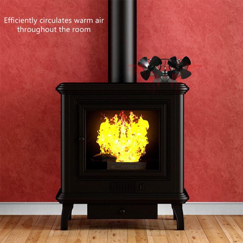 8 Blades Upgrade Heat Powered Stove Fan Double Head Silent Heat Powered Stove Fireplace Fan for Gas/Pellet/Wood/Log Stoves