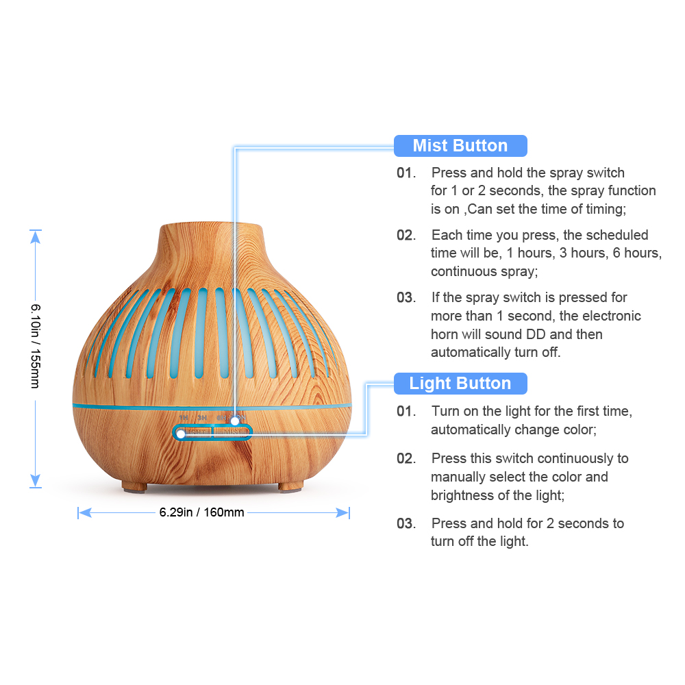 New 550ml Wood Essential Oil Diffuser Ultrasonic USB Air Humidifier With 7 Color LED Lights Remote Control Office Home Difusor