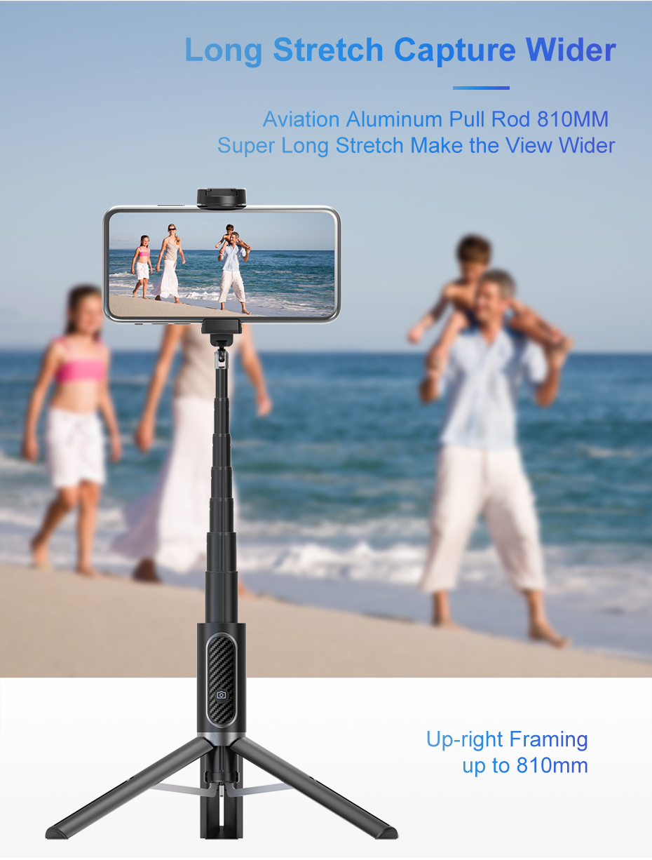Ulanzi SK-01 3 in 1 Wireless Bluetooth Selfie Stick Foldable Tripod Expandable Monopod with Remote Control for iPhone Android