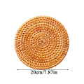1PC Round Natural Rattan Cup Mats Handmade Insulation Placemats Table Padding Coasters Bowl Pad Kitchen Decoration Accessories