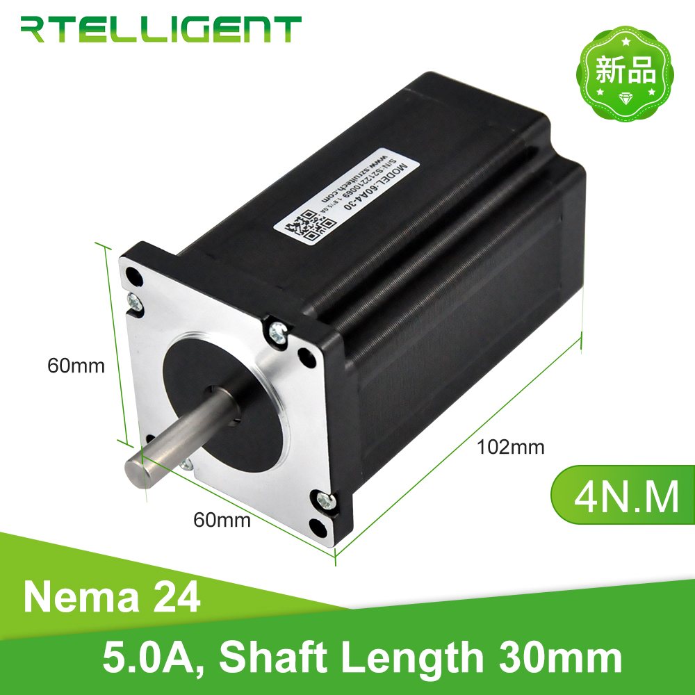 Rtelligent Nema 24 Stepper Motor 4.0N.M 40kg.cm 60x120mm 4 lead 5A Shaft Length 30mm Shaft Diameter 8mm for CNC merchine