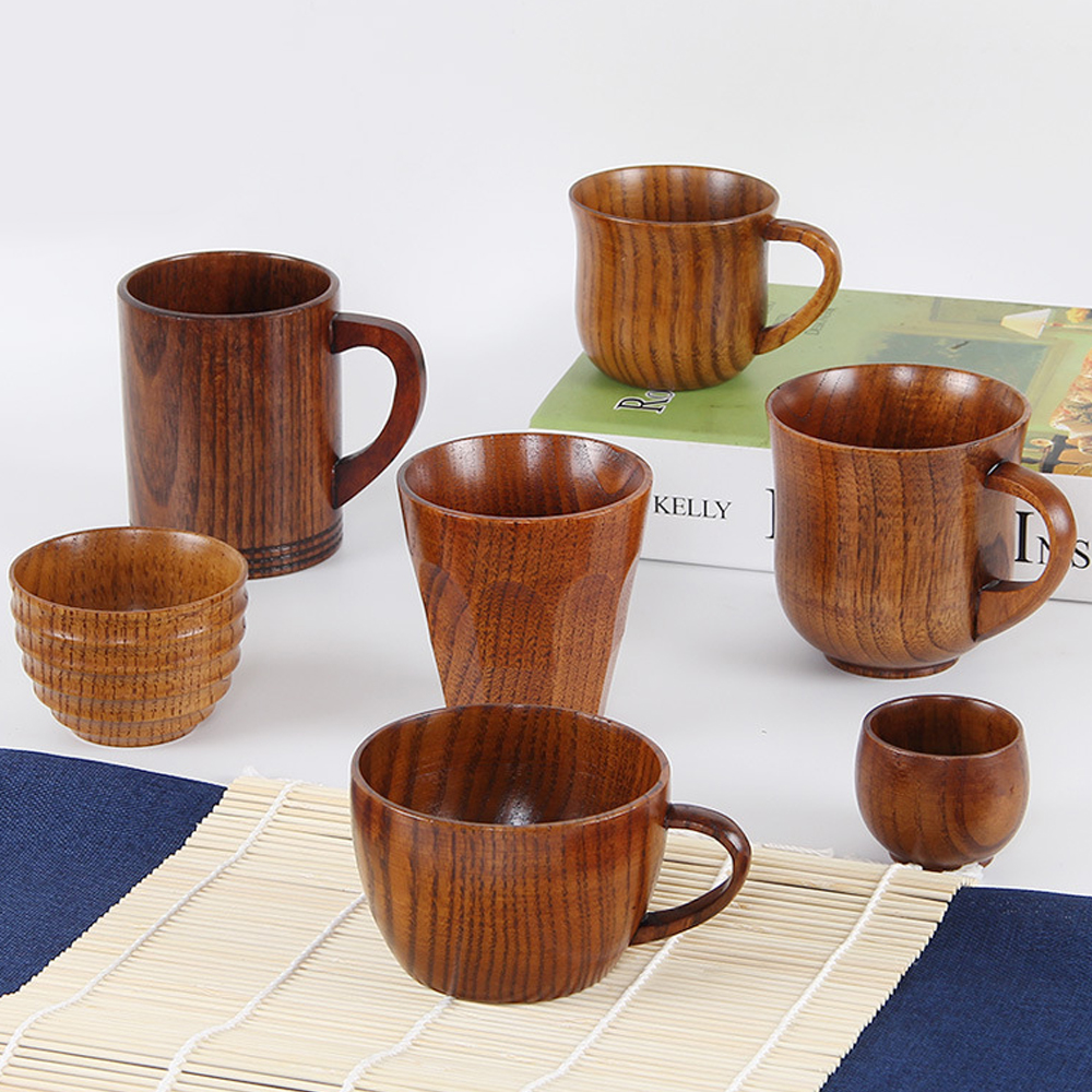 Japanese Style Wooden Cup Creative Jujube Wood Insulation Tea Cup Wooden Coffee Cup Drinking Cup Coffee Cup & Saucer Sets