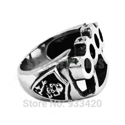 Wholesale Knuckles Boxing Glove Skull Biker Ring Stainless Steel Jewelry Classic Motor Biker Men Ring Wholesale 436B