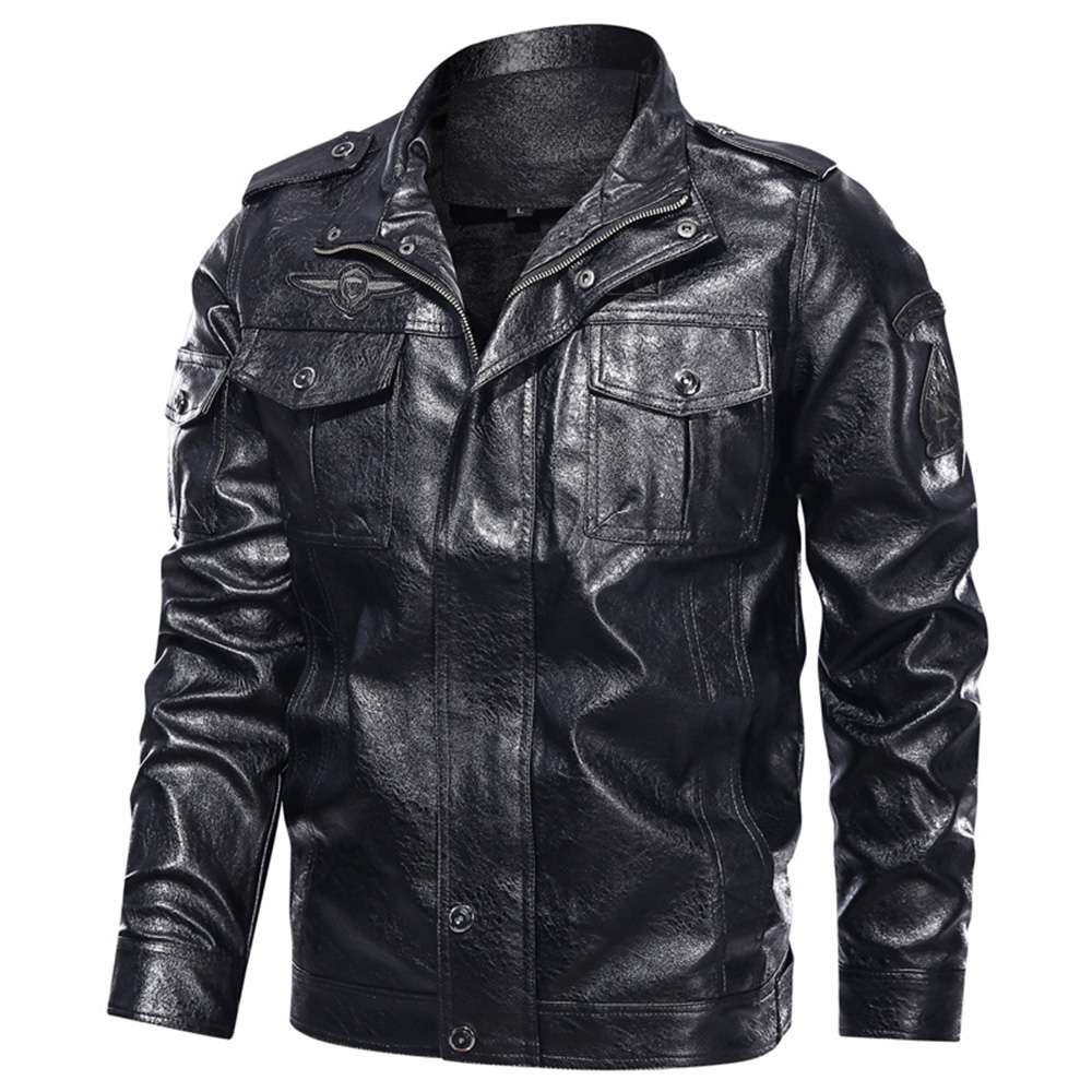 Faux Leather Jacket Men Vintage Motorcycle Jacket Autumn Fashion Biker Coat Zipper Lapel Collar Mens Jackets Plus Size 4XL 2020
