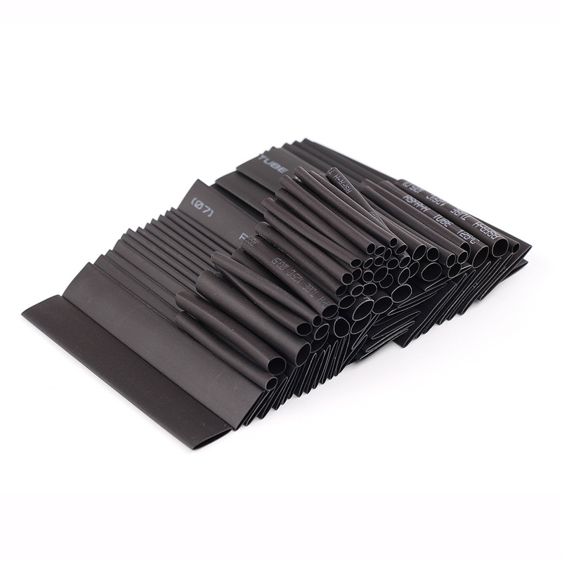 127 PCS Black Heat Shrink Tubing Polyolefin 2:1 Insulated Shrinking Wrap Heat Shrinkable Wire Cable Sleeve Tubes Kit 7Sizes