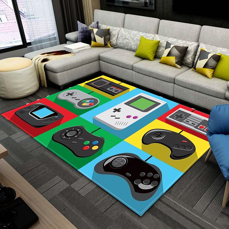 Anime Gamer Controller Kids Play Area Rugs Child Game Floor Mat Cartoon Super Mario Pattern 3D Printing Carpets for Living Room