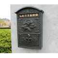 Antique Mailbox Wall Cast Aluminum Flower Decorative Mail Box Dark Green Metal Lockable Antique Home Postal Post Letter Box