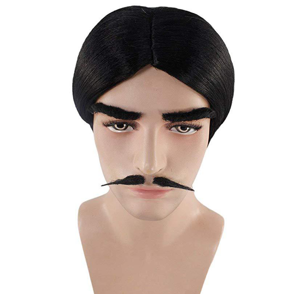 Eraspooky 80s Gothic Movie Men's Gomez Addams Cosplay Wig 1920s Gangster Costume Stripe Suits Jacket Halloween Costume For Adult