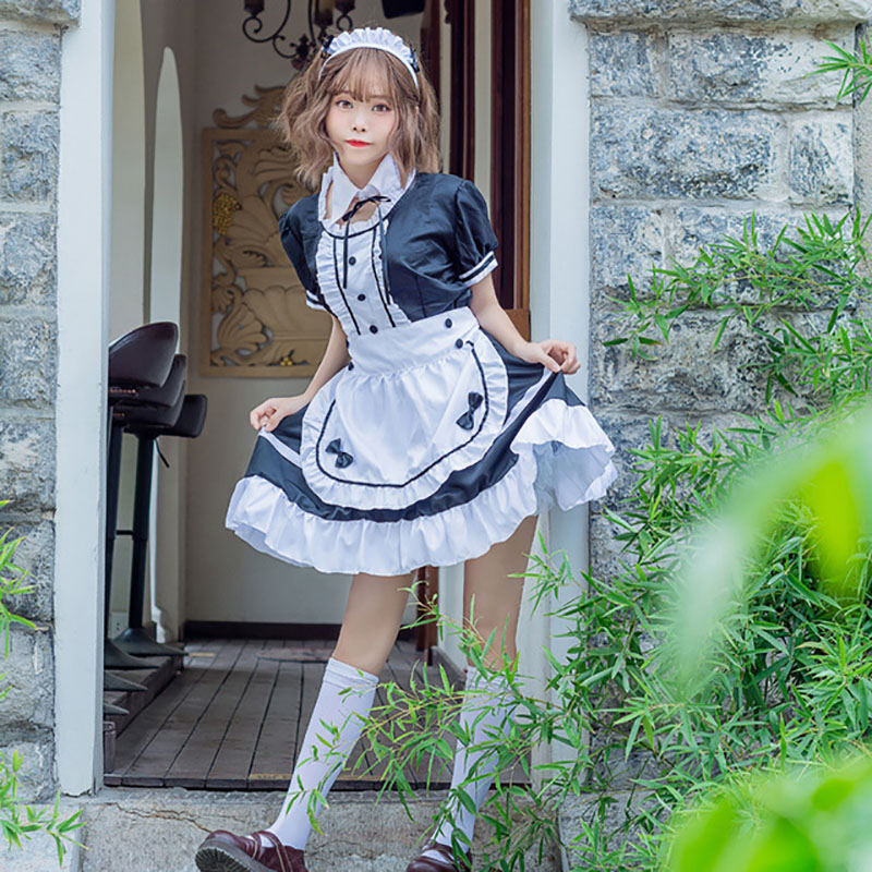 Sweet Lolita Dress French Maid Waiter Costume Women Sexy Mini Pinafore Cute Ouji Outfit Halloween Cosplay For Girls Plus Size