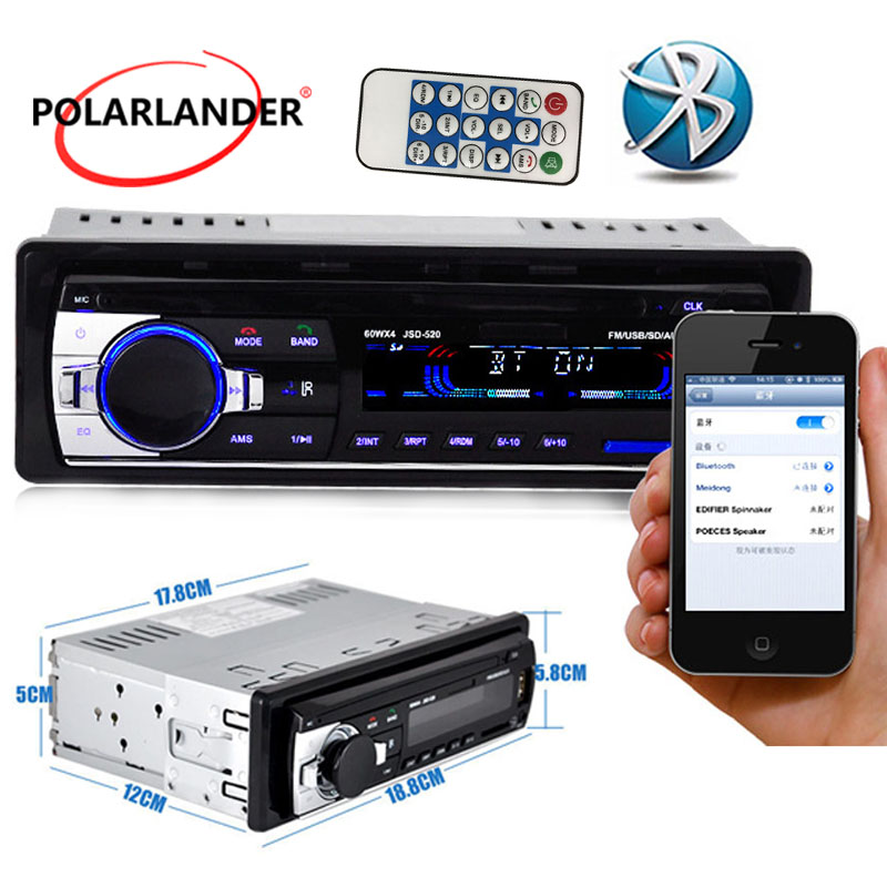 1 DIN Car Stereo Radio Remote contract Multiple EQ MP3/WMA/WAV player 12V MP3 Player FM/SD/USB/AUX Bluetooth Audio Stereo