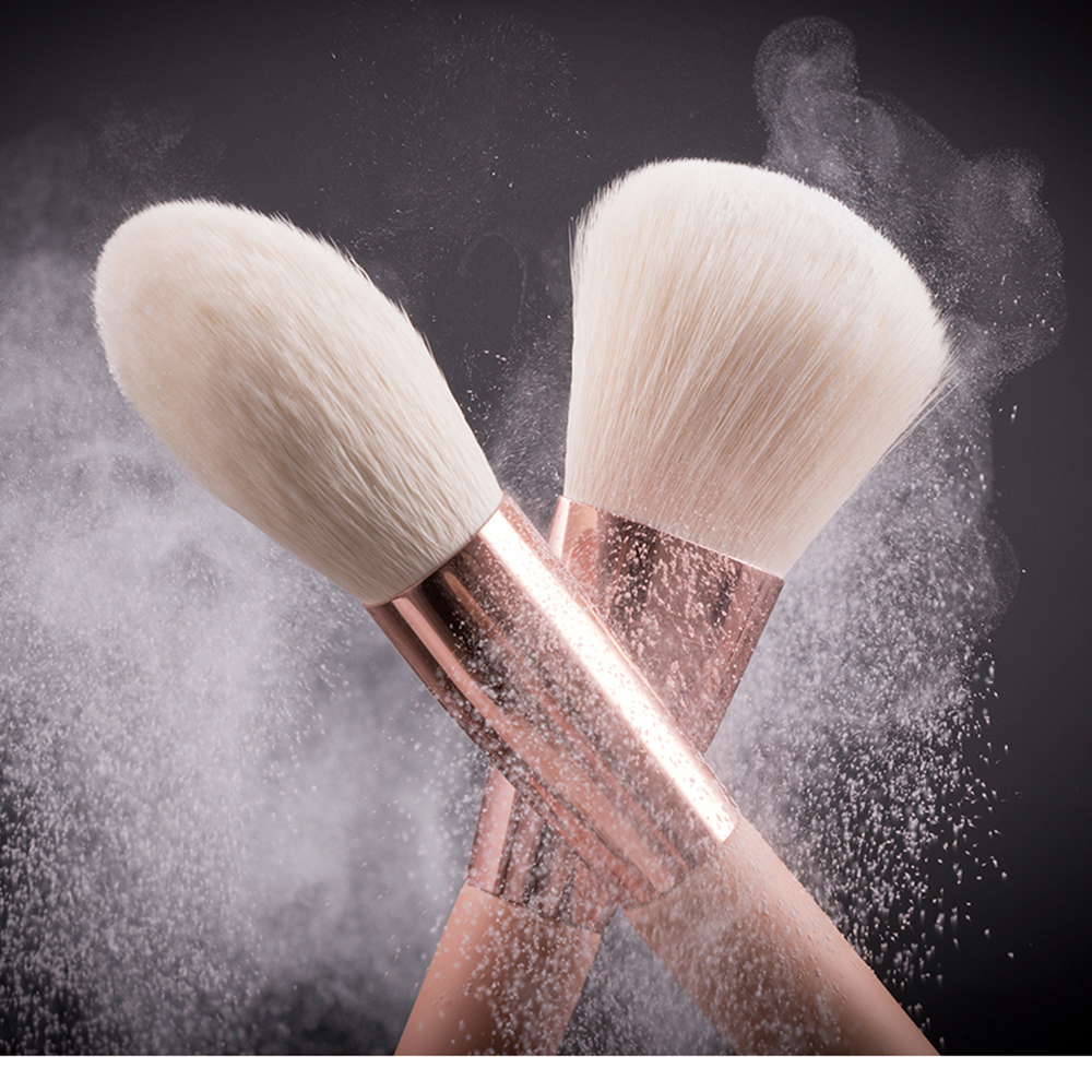 BEILI Matte Pink Makeup Brushes Set goat hair Powder Foundation Concealer Blush Eyeshadow rose gold natural hair Make up brushes