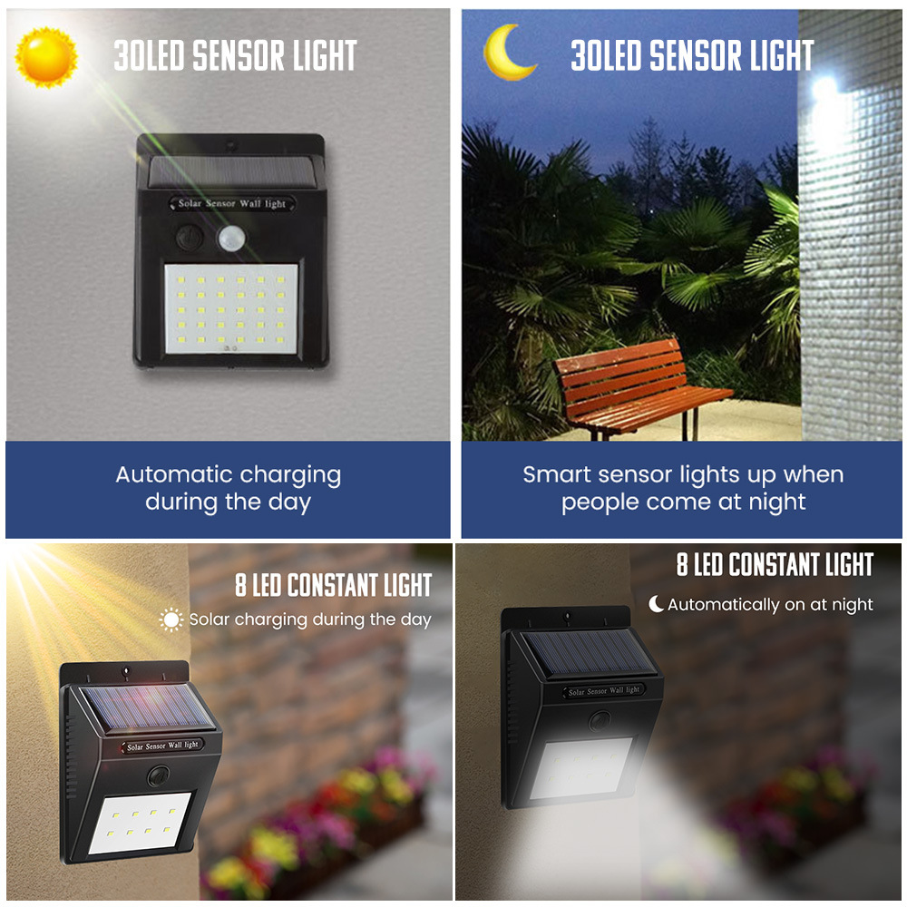 PIR Motion Sensor Wall Light LED Solar Light Outdoor Solar Lamp Waterproof Solar Powered Sunlight for Garden Decoration