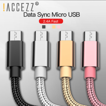 !ACCEZZ Newest Micro USB B Cable For Samsung Galaxy S7 S6 Xiaomi Redmi Android Mobile Phone Charger Cable Nylon Cord Data Wire