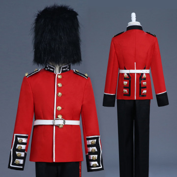 Victorian British Royal Foot Guard Of Honor Household Cavalry Costume Jacket Bandsman Grenadier Uniform Outfit Hat For Men Kids