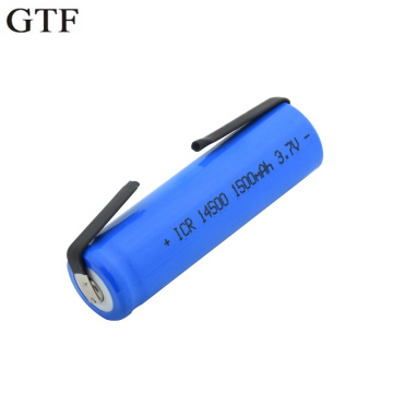 GTF 3.7V 1500mAh 14500 Lithium Ion Batteries For Torch Flashlight Microphone Radio Headlamp Rechargeable battery with tab
