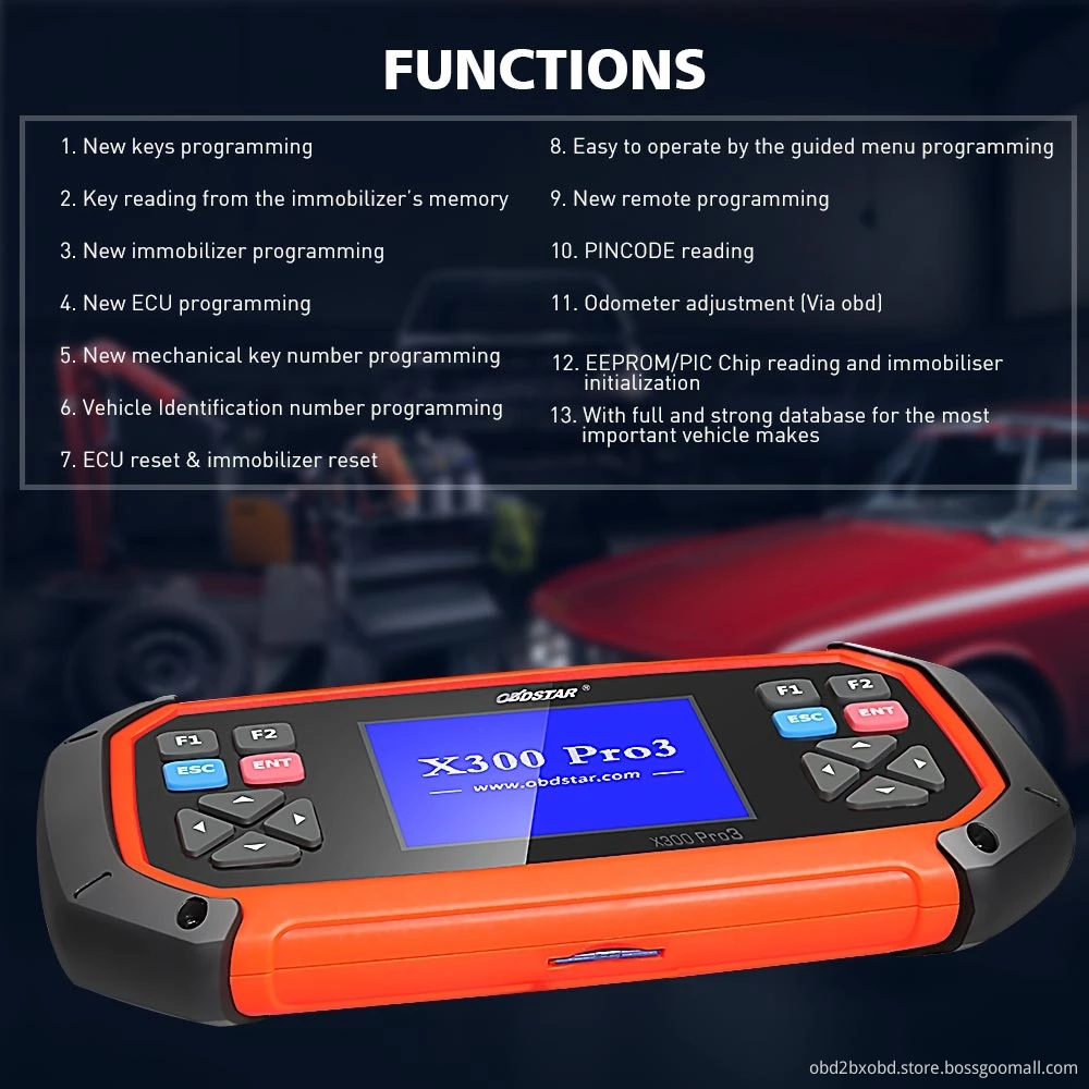 OBDSTAR X300 PRO3 X-300 Key Master with Immo+Odometer Adjustment+EEPROM/PIC+OBDII+Toyota G & H Chip All Keys Lost