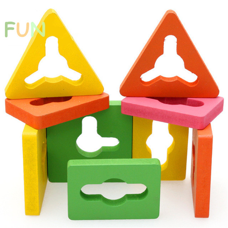 Baby 5 colors 4 pillars&geometric Shapes Sorting Nesting Stack Toy Learning Geometry Puzzle Educational Toys sorter For Children
