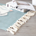 Cotton Linen Area Rug Woven Fringe Throw Rugs Print Tassel Welcome Door Mat Machine Washable Floor Runner Rug for Porch Kitchen