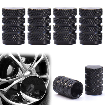 Black Durable Aluminium Alloy Dust Cover Wheel Tire Tyre Rim Valve Stem Caps Replacement for Car Truck Auto Parts 4PCs/Set