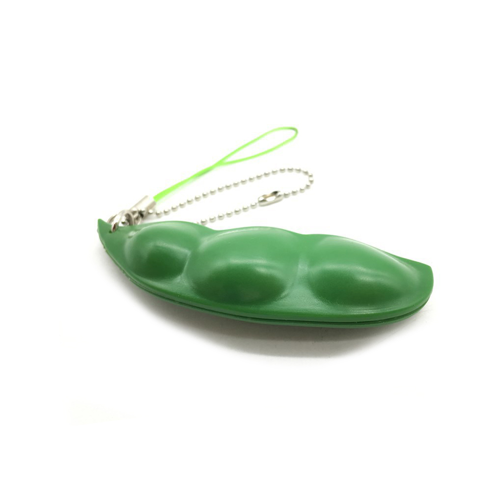 New Arrival Original Extrusion Pea Bean Soybean Squeeze Toy Stress Relieve Toy Keychain Cute Key Chain Ring Bag funny Trinket