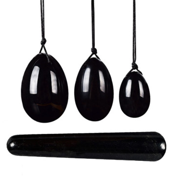 Obsidian Yoni Egg Massage Ball Set Natural Black Crystal Women Kegel Ball Massager Vaginal Muscles Tighten Exercise Jade Egg